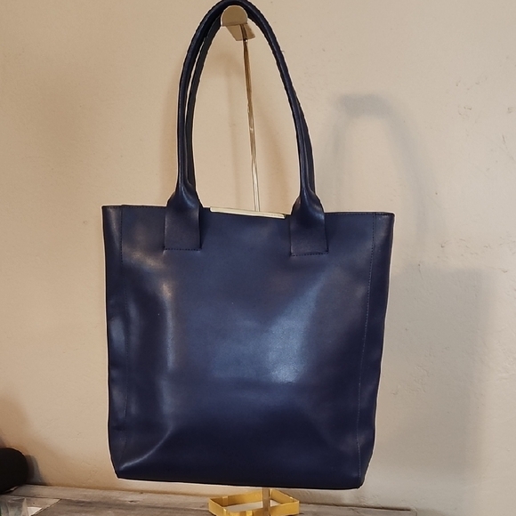 BCBG Maxa  Azria Navy Blue Leather Tote - Picture 1 of 6